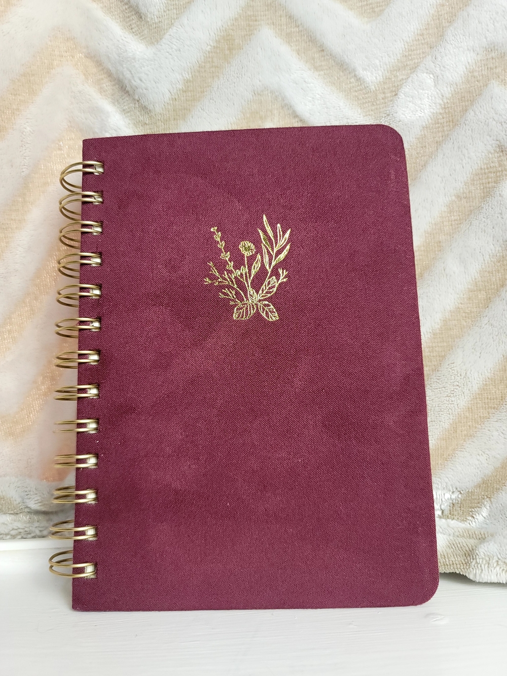 Threshold Burgundy Spiral Notebook with Gold Floral Accent